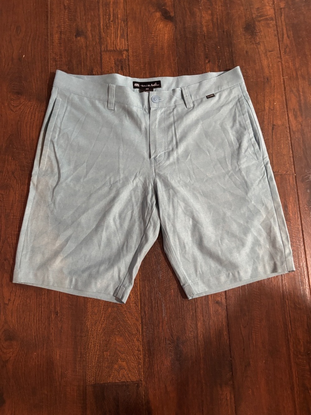 Travis Mathew Golf Shorts Blue Flat Dry Fitting Stretch Athletic Mens Size 33